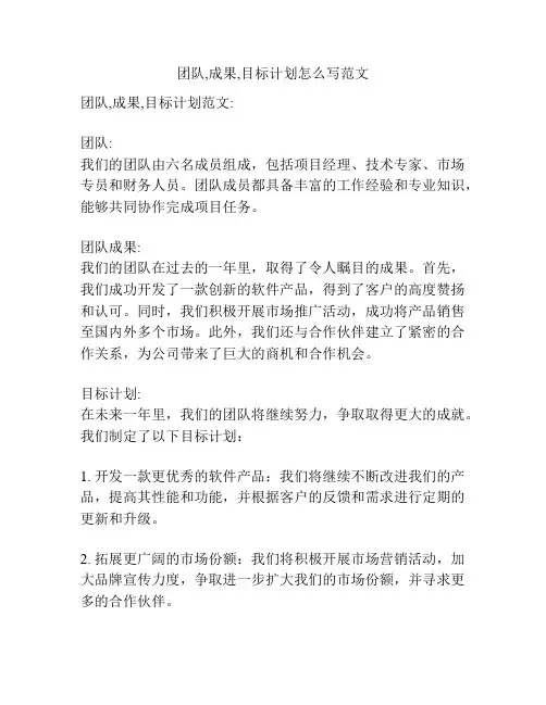 团队,成果,目标计划怎么写范文