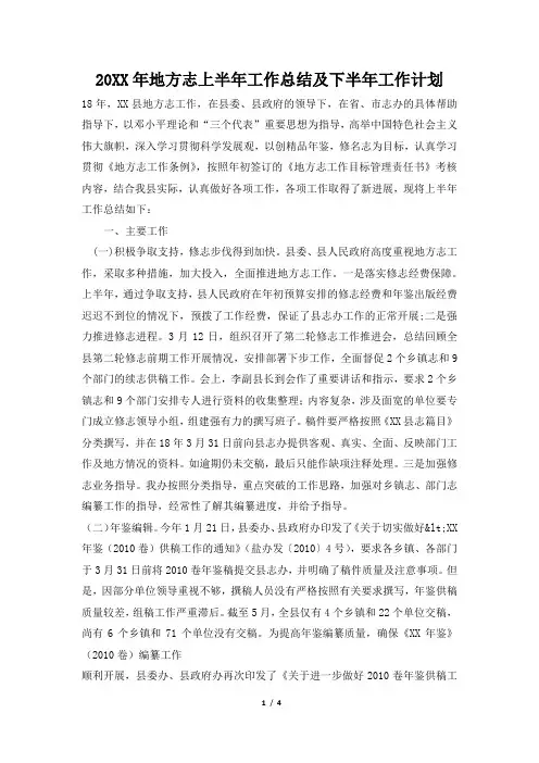 2019年地方志上半年工作总结及下半年工作计划