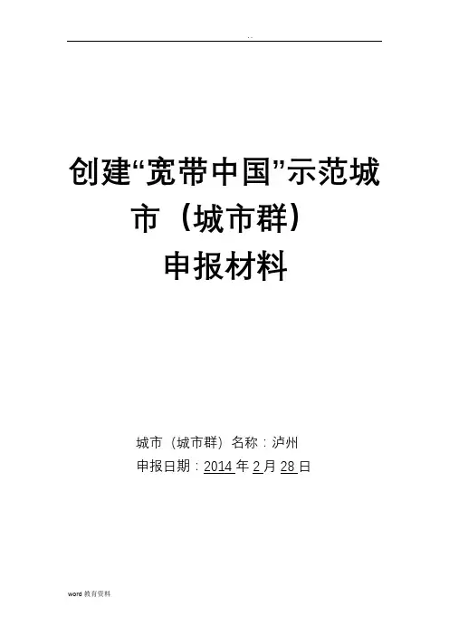 宽带中国示范城市申报材料