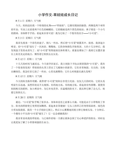 小学作文-草娃娃成长日记
