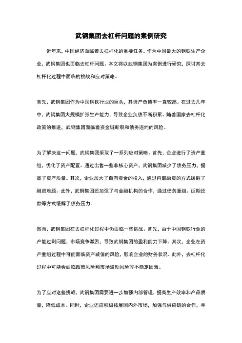 武钢集团去杠杆问题的案例研究