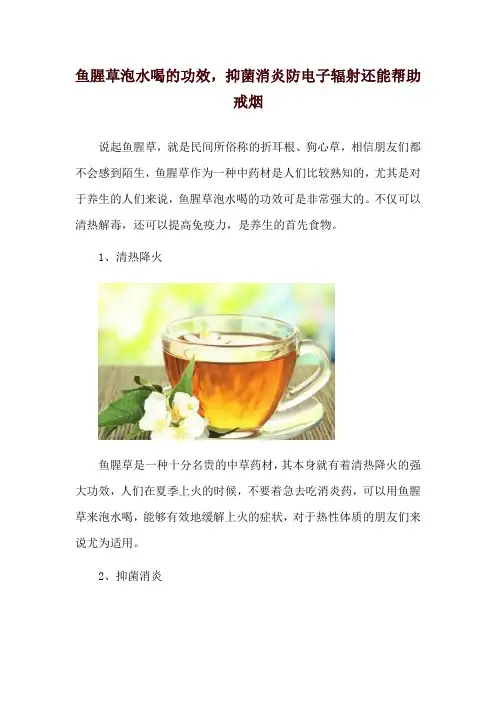 鱼腥草泡水喝的功效,抑菌消炎防电子辐射还能帮助戒烟