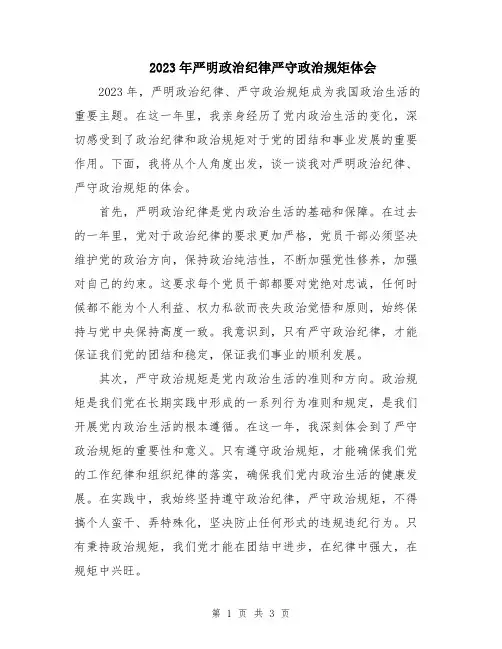 2023年严明政治纪律严守政治规矩体会