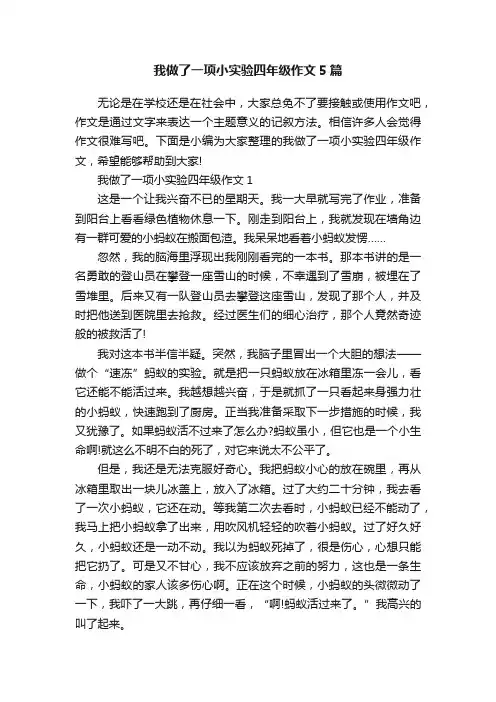 我做了一项小实验四年级作文5篇