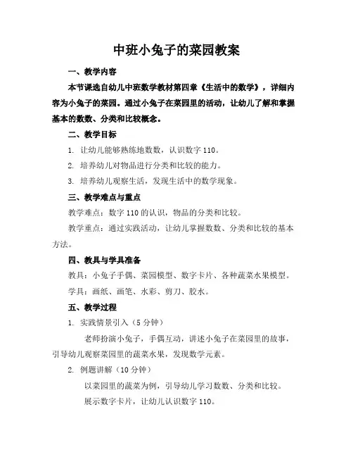 中班小兔子的菜园教案