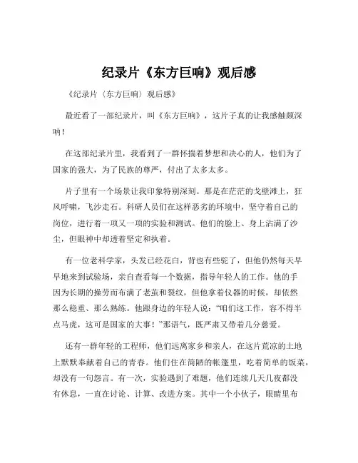 纪录片《东方巨响》观后感