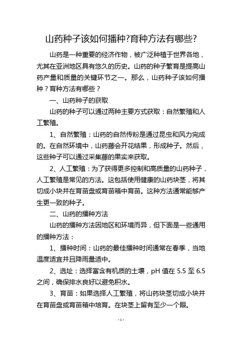 山药种子该如何播种-育种方法有哪些-