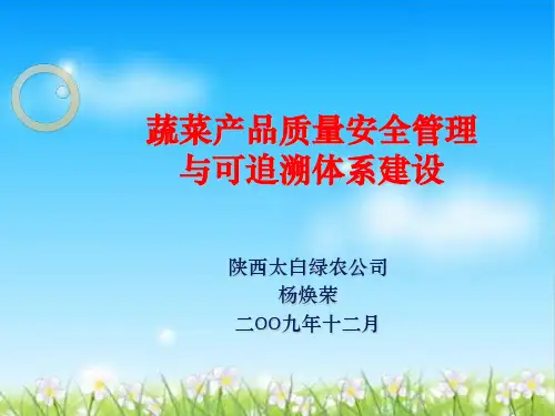 如何建立蔬菜产品质量可追溯体系(ppt 58页)
