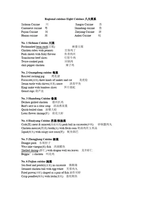 导游英语——八大菜系