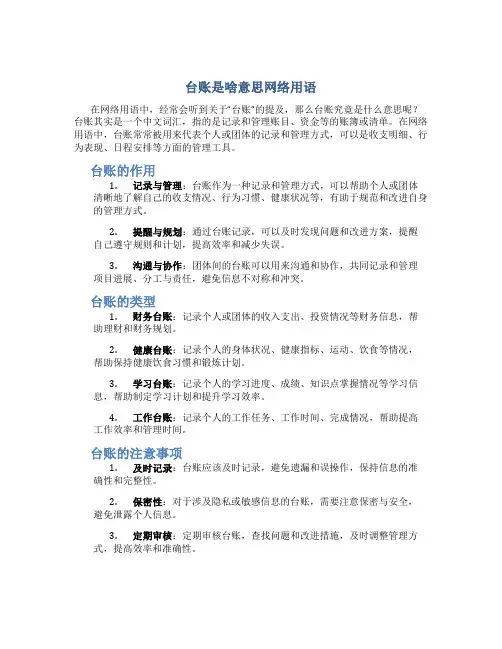 台账是啥意思网络用语