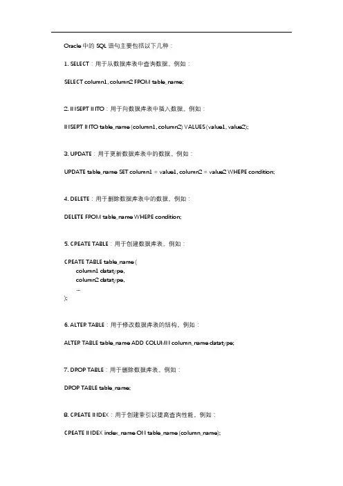 oracle中的sql语句