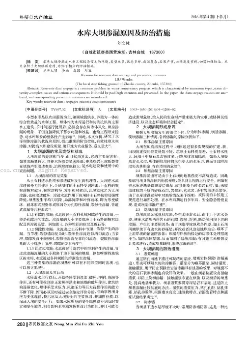 水库大坝渗漏原因及防治措施