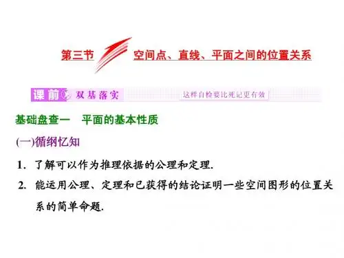 2016年高考数学一轮复习课件：第三节 空间点、直线、平面之间的位置关系