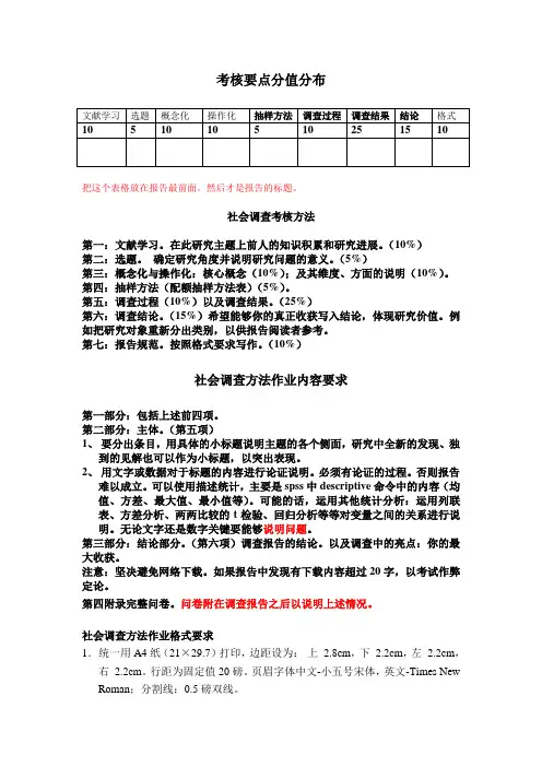 社会调查方法考核办法说明