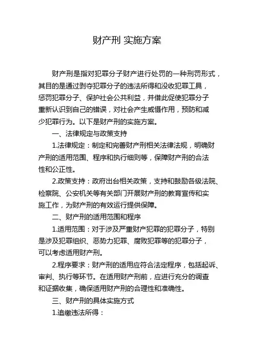 财产刑 实施方案