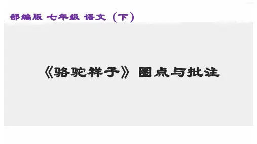 新部编人教版七年级语文下册《骆驼祥子：圈点与批注》优质课件