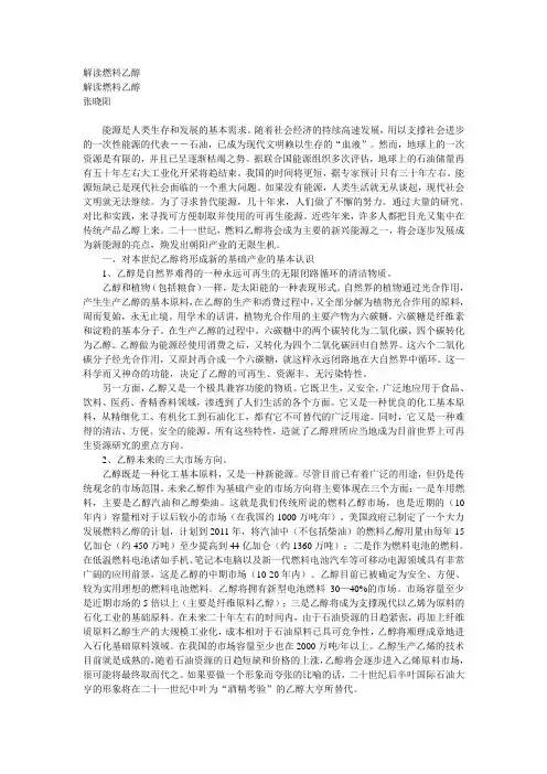 解读燃料乙醇