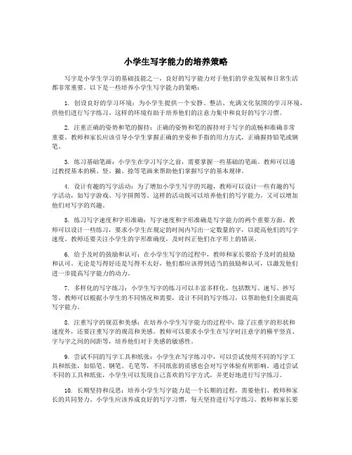 小学生写字能力的培养策略