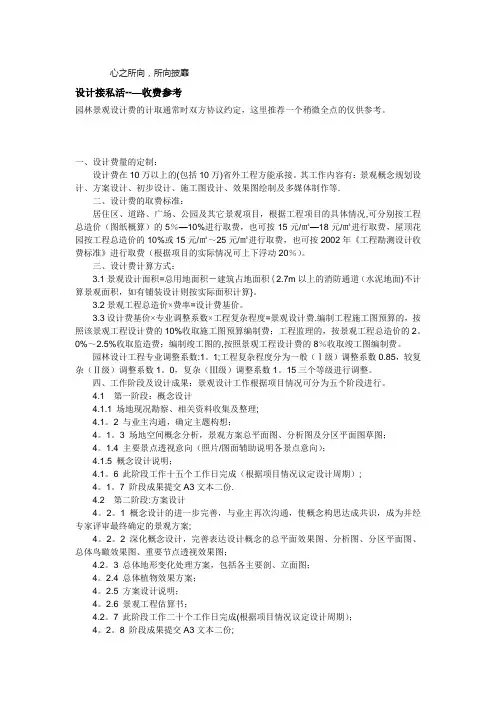 园林景观设计收费标准