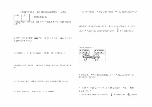 六年级下册数学小升初专项练习及答案l29-人教版