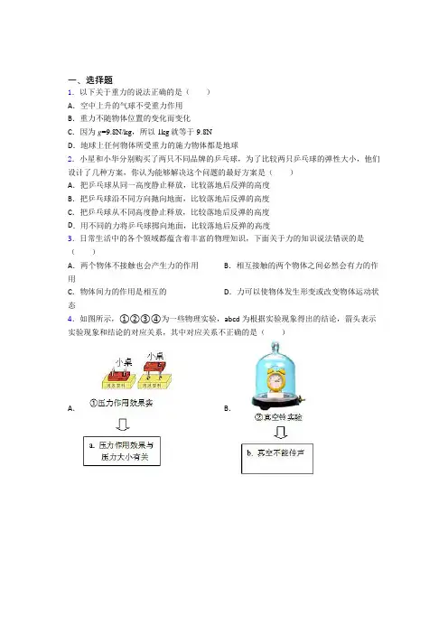 青岛市青大附中初中物理八年级下册第七章《力》测试题(包含答案解析)