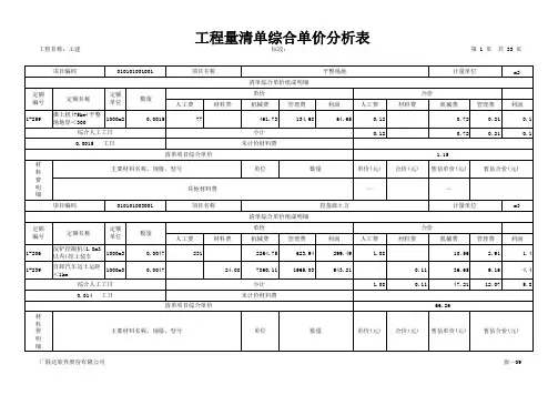 工程量清单综合单价分析表(所有材料).xls