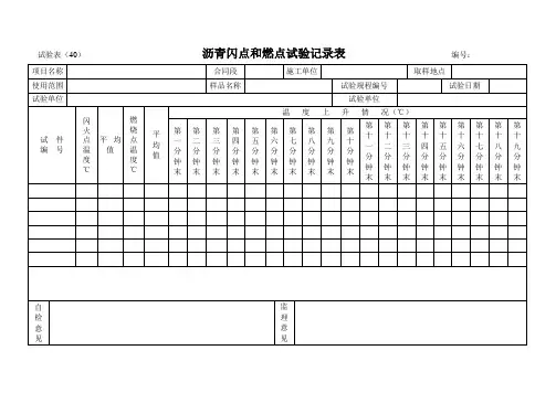 沥青闪点和燃点试验记录表
