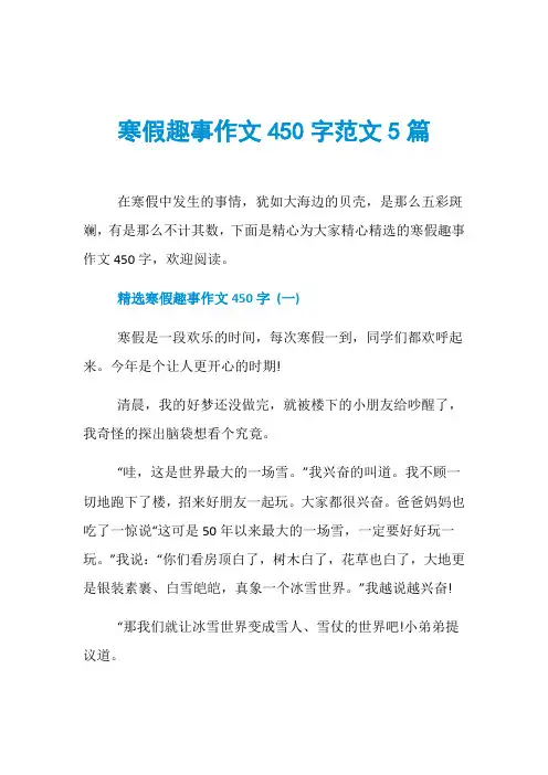寒假趣事作文450字范文5篇