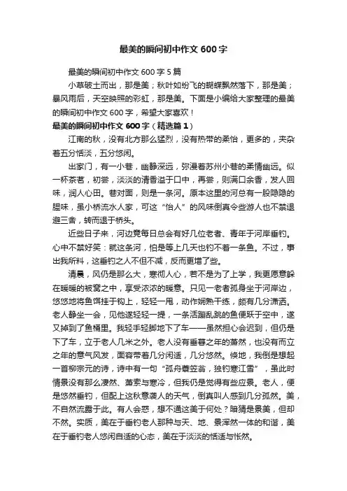 最美的瞬间初中作文600字