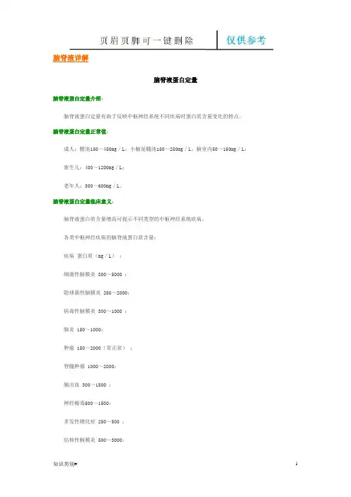 脑脊液详解(内容清晰)