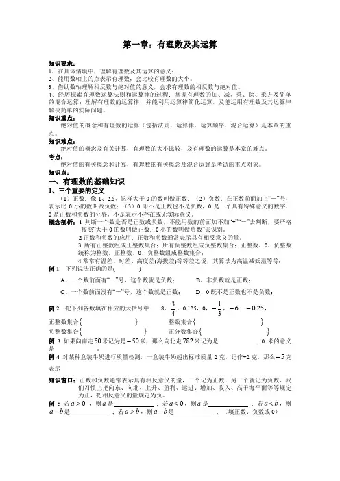 苏教版七年级数学知识点汇总