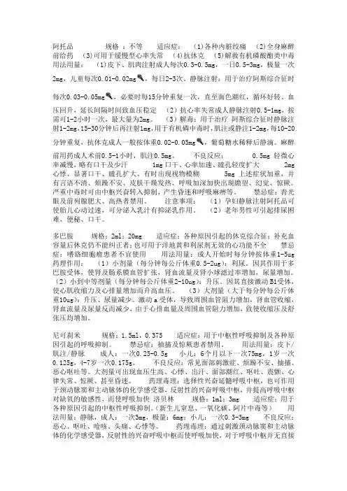 阿托品     规格