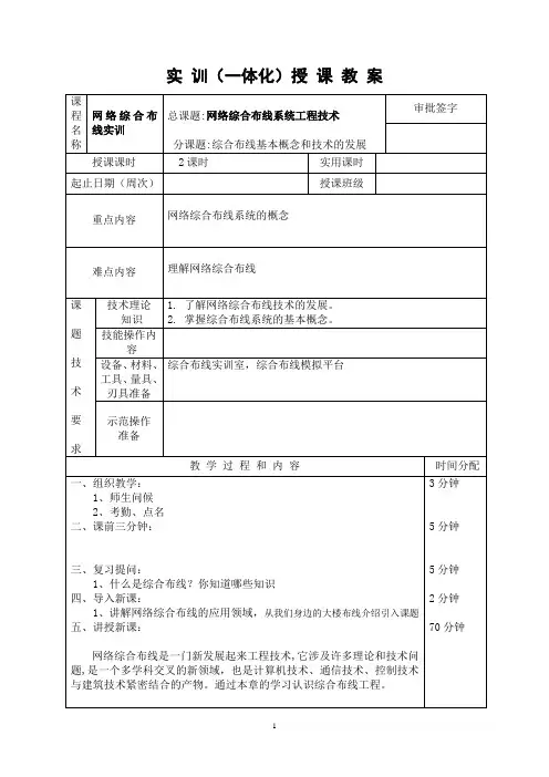 1.1 网络综合布线系统工程技术