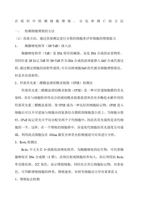 如何在组织中检测细胞增殖,分化和凋亡