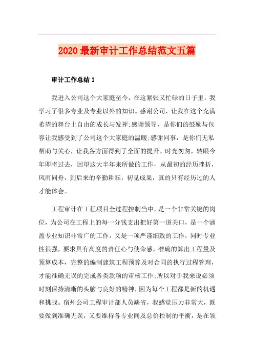 最新审计工作总结范文五篇