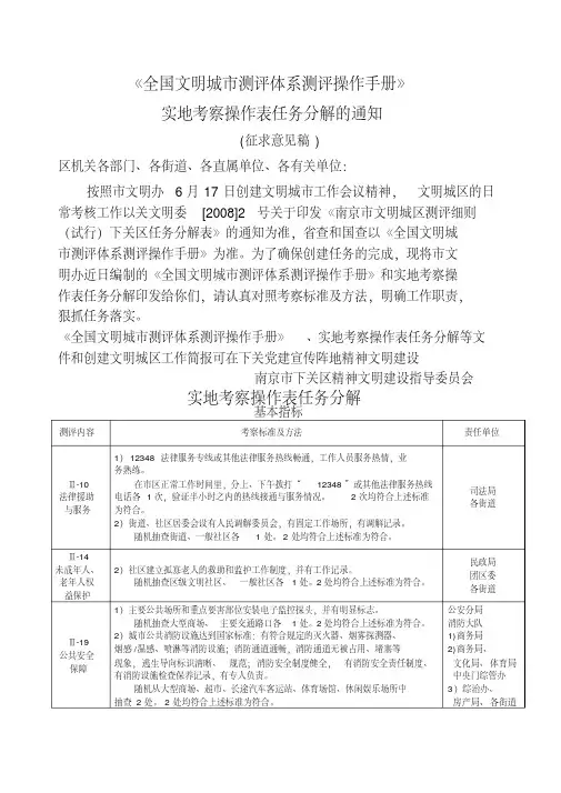全国文明城市测评体系测评操作手册