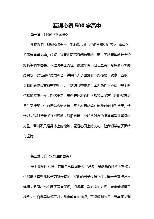 军训心得500字高中