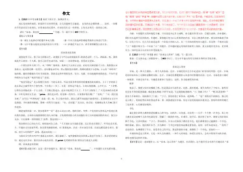 2018年中考语文试题分项解析汇编： 作文(附范文)