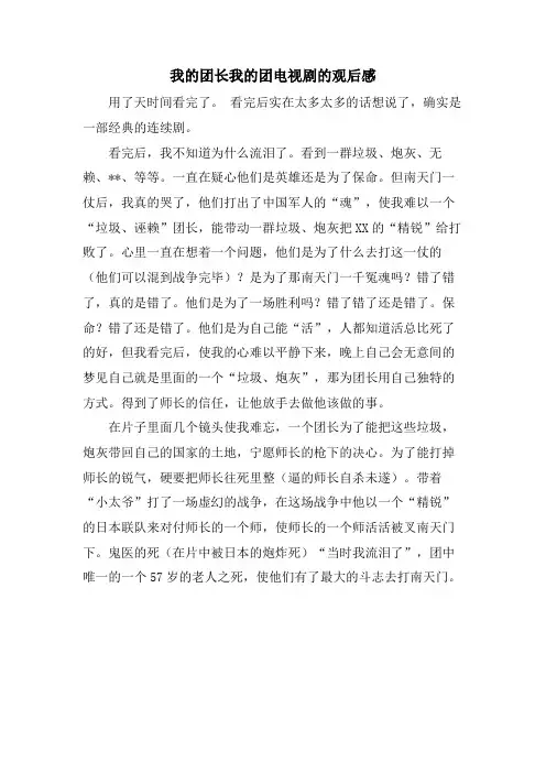 我的团长我的团电视剧的观后感