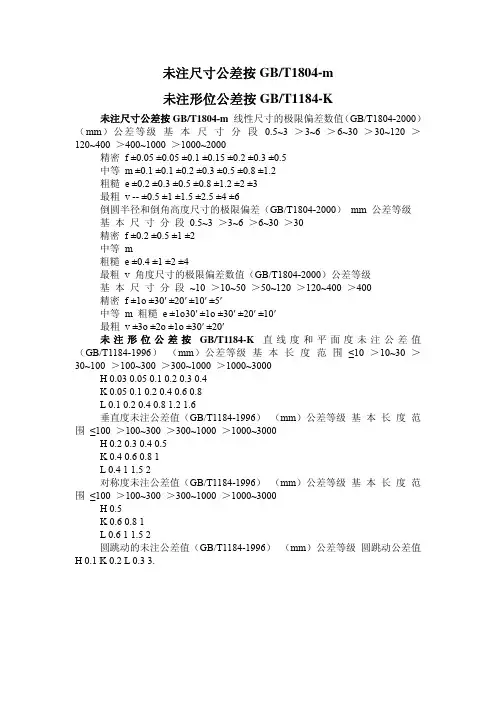 未注尺寸、形位公差GB