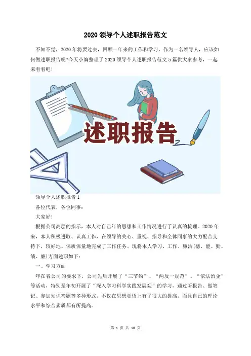 2020领导个人述职报告范文