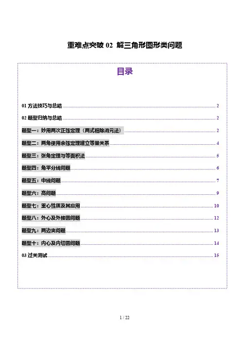 解三角形图形类问题(十大题型)(原卷版)-2025数学一轮复习(含2024年高考真题+回归教材)