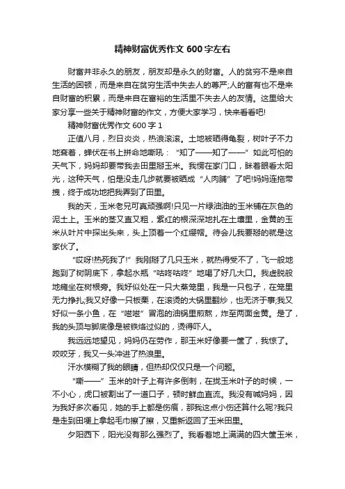 精神财富优秀作文600字左右