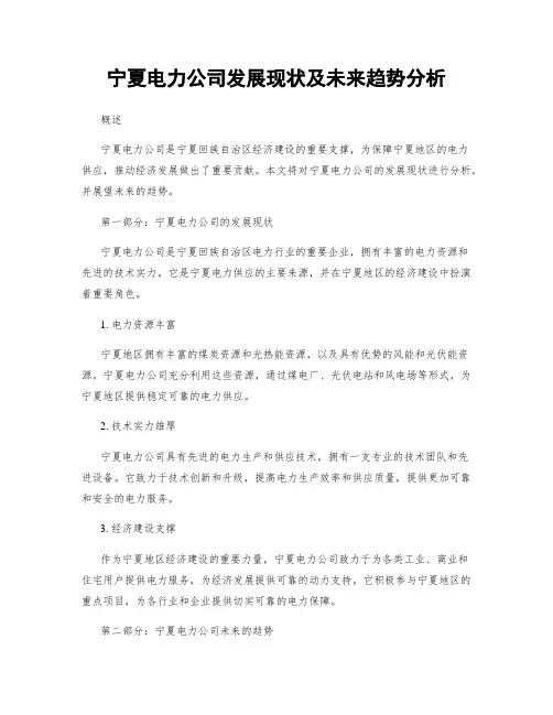 宁夏电力公司发展现状及未来趋势分析