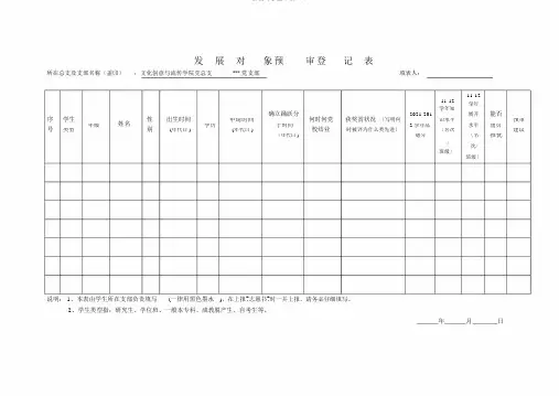 发展对象预审登记表