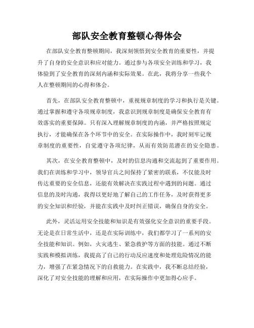 部队安全教育整顿心得体会