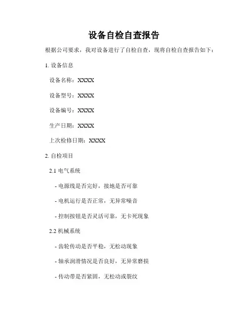 设备自检自查报告