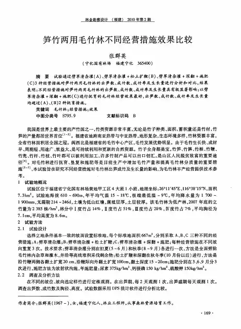 笋竹两用毛竹林不同经营措施效果比较