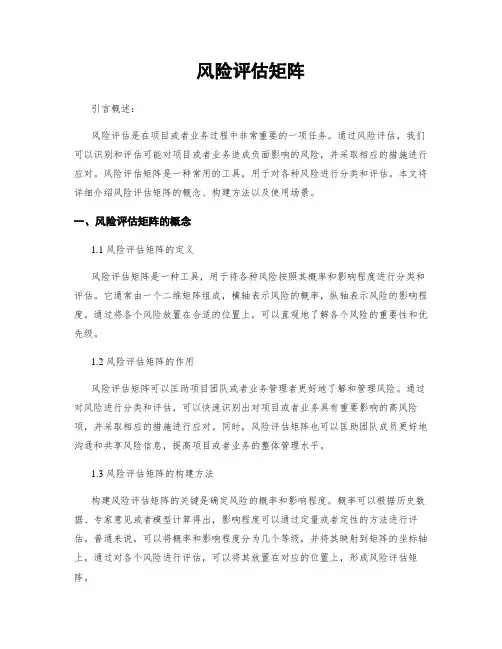 风险评估矩阵