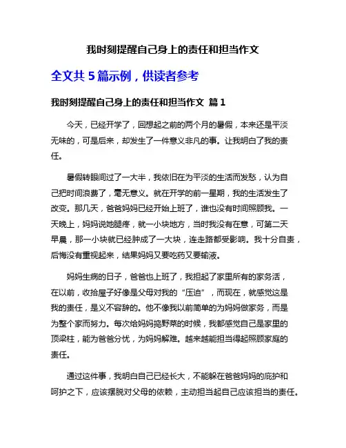 我时刻提醒自己身上的责任和担当作文